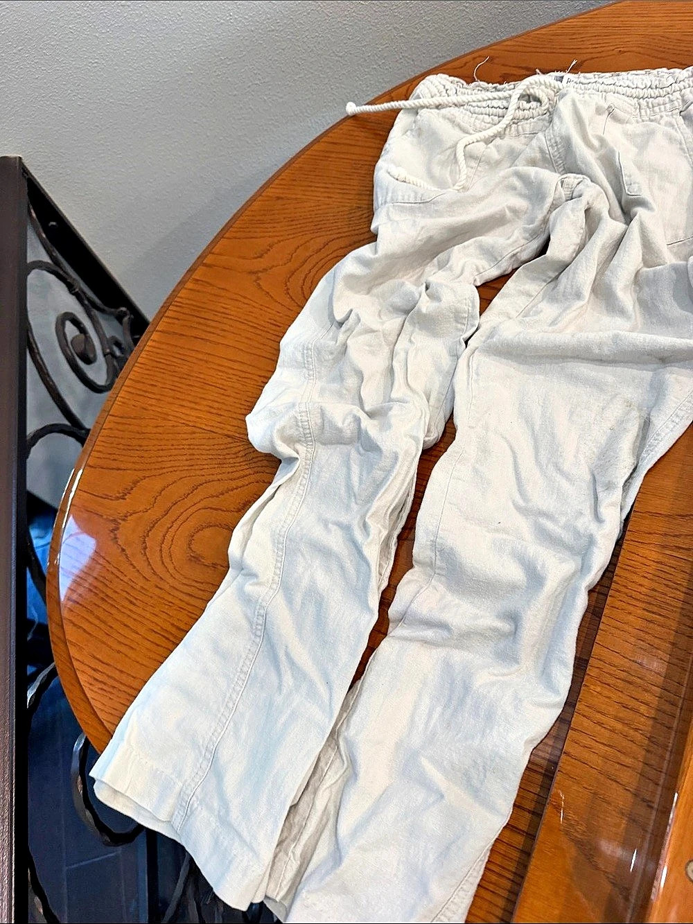 Roxy White Linen Blend Ankle Pants